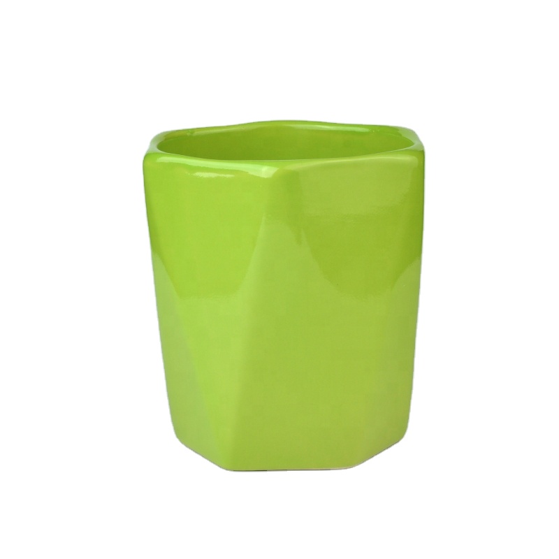 Classic fancy empty GEO vessels ceramic container candle jar