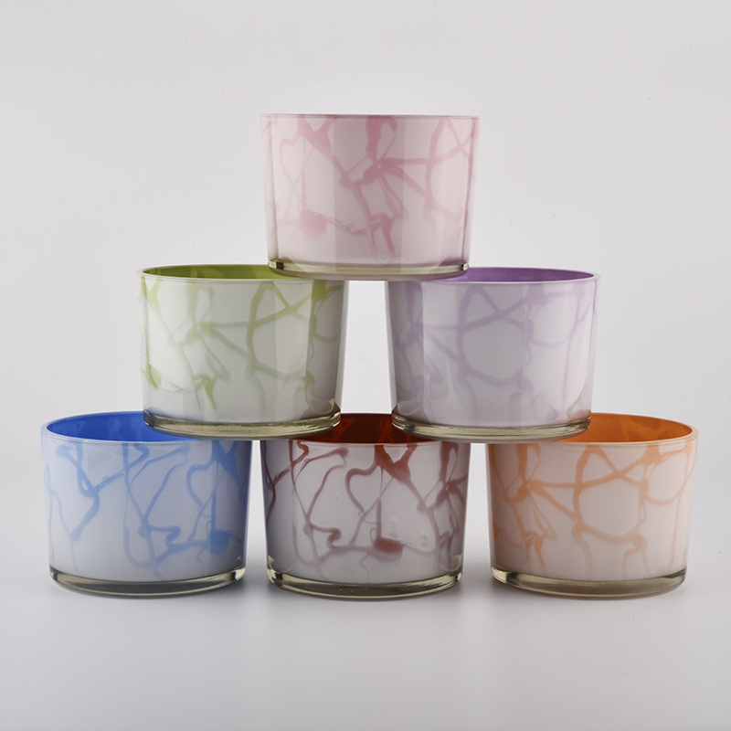 Fresh flower color glass candle jars