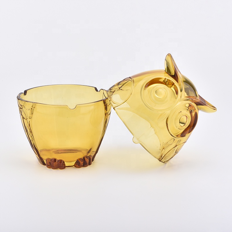 Customized recycled decorative glass gold candle jars with lids