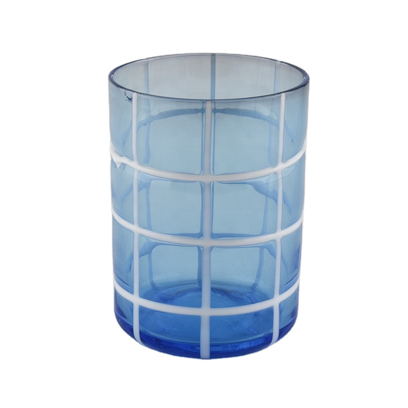 custom handmade glass grid line container for candle manufacturers