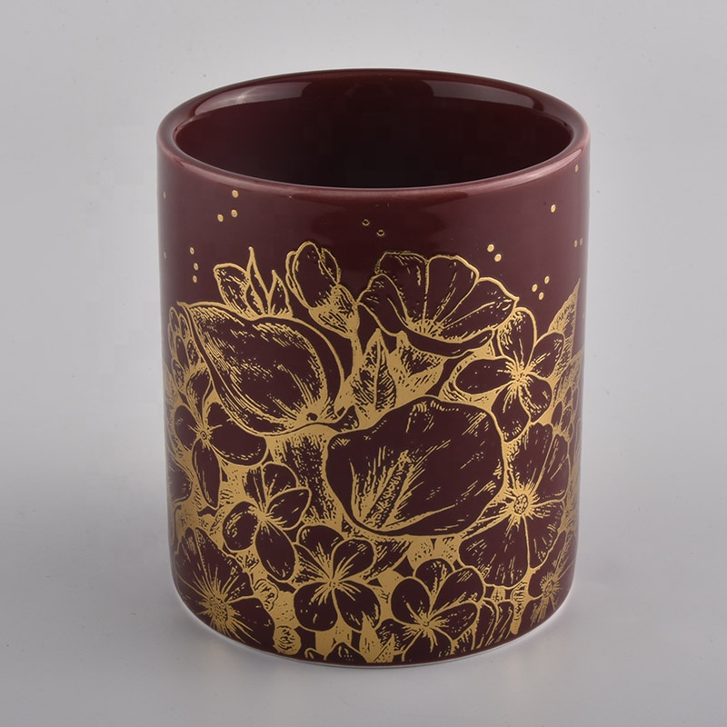 Christmas decorative full decal tea light ceramic holder candle jar with lid