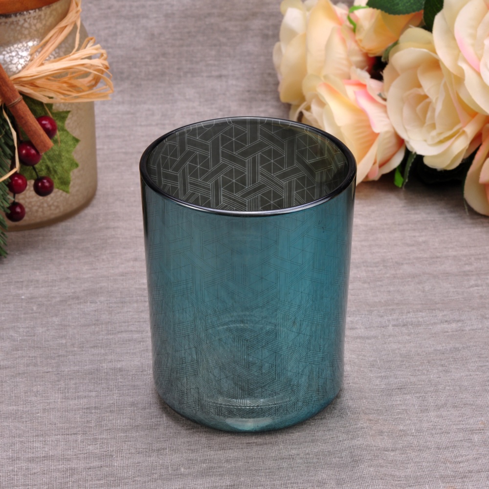 20oz Supplier luxurious pattern color crystal glass candle jars