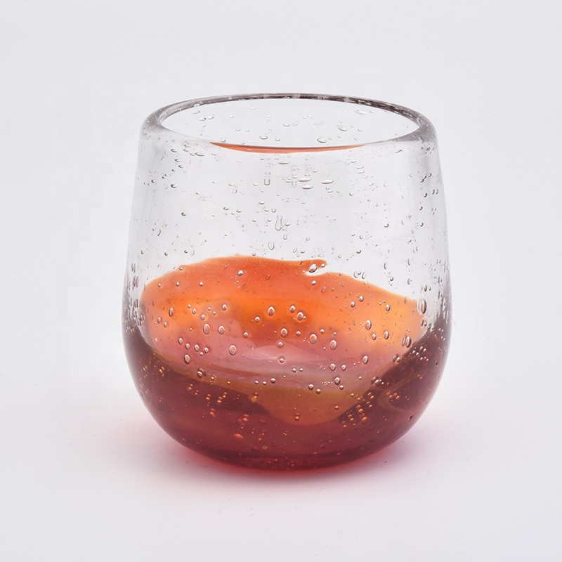 Orange church candle vessel tea light glass candle jars making machine party decor factory