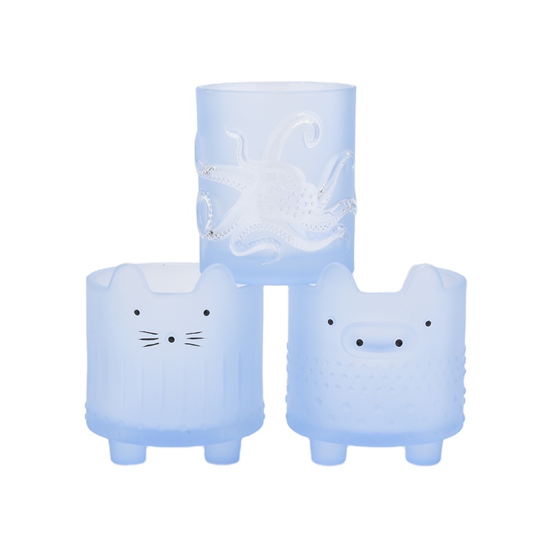 400ml cute blue luxury candle jar in Sunny Glassware