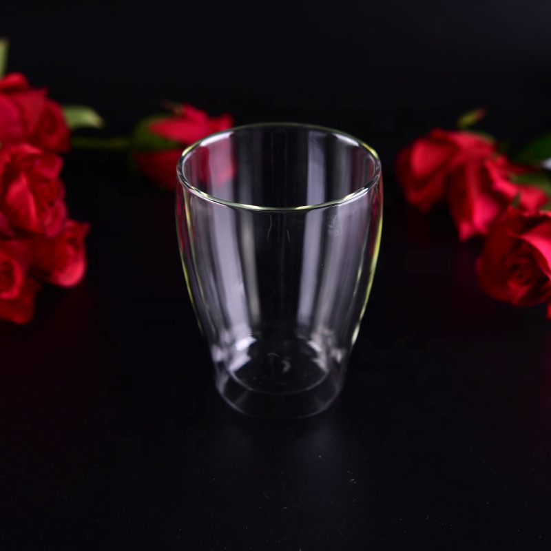 Transparent Borosilicate Glass water cups double wall mugs bulk