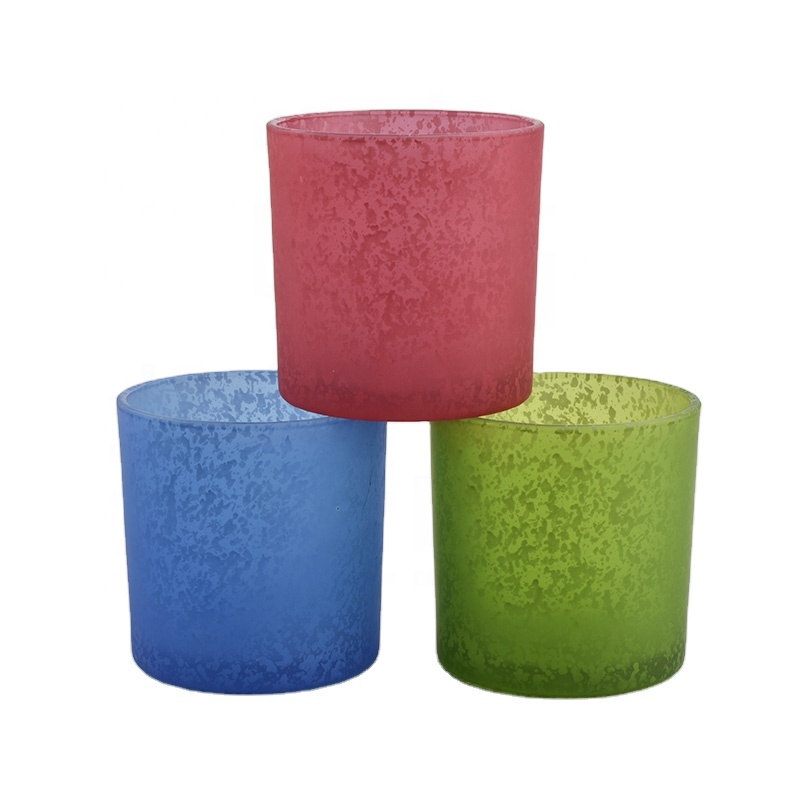 wholesale Popular luxury special spray blue glass candle holder for candle making