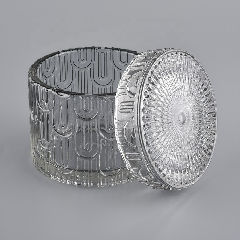 empty luxury glass candle vessels with lid