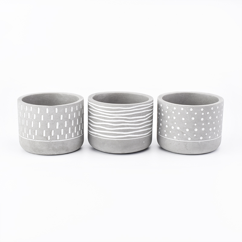Empty customized glazed candle vessel cement candle container home deco