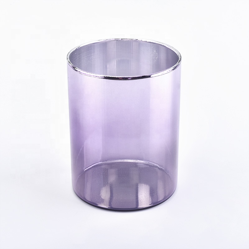 Purple candle cup pillar glass candle vessel supplier