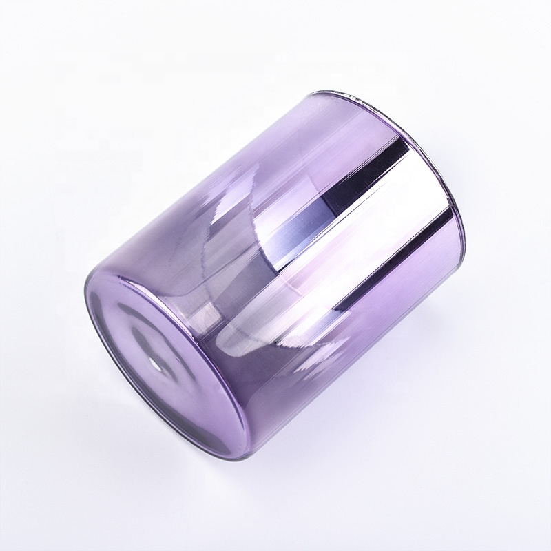 Purple candle cup pillar glass candle vessel supplier