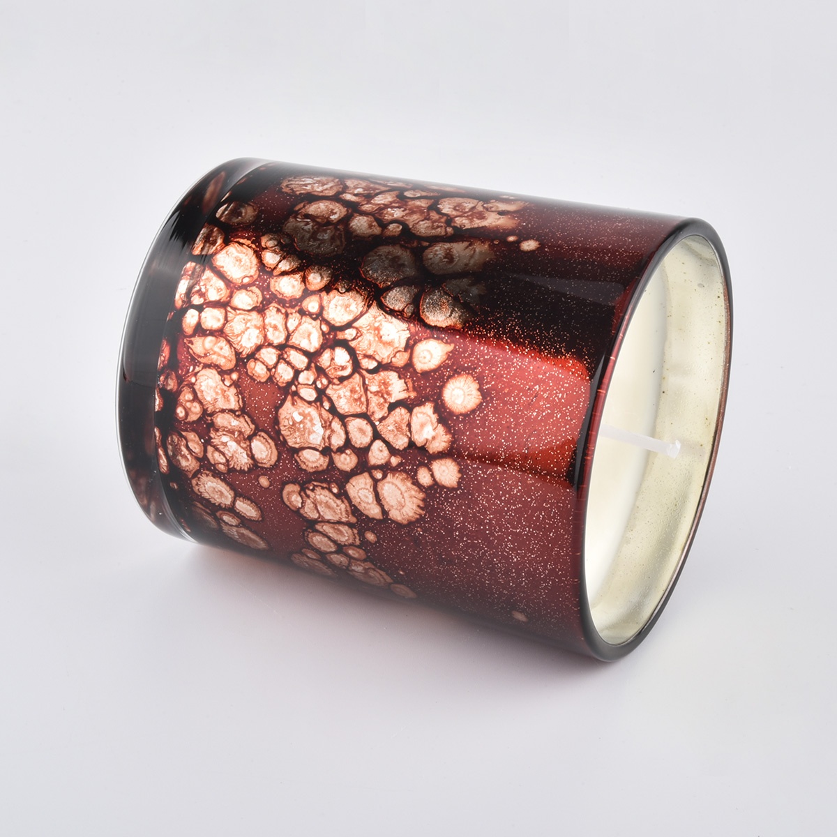 red electroplated bubble glass luxury candle containers with lid