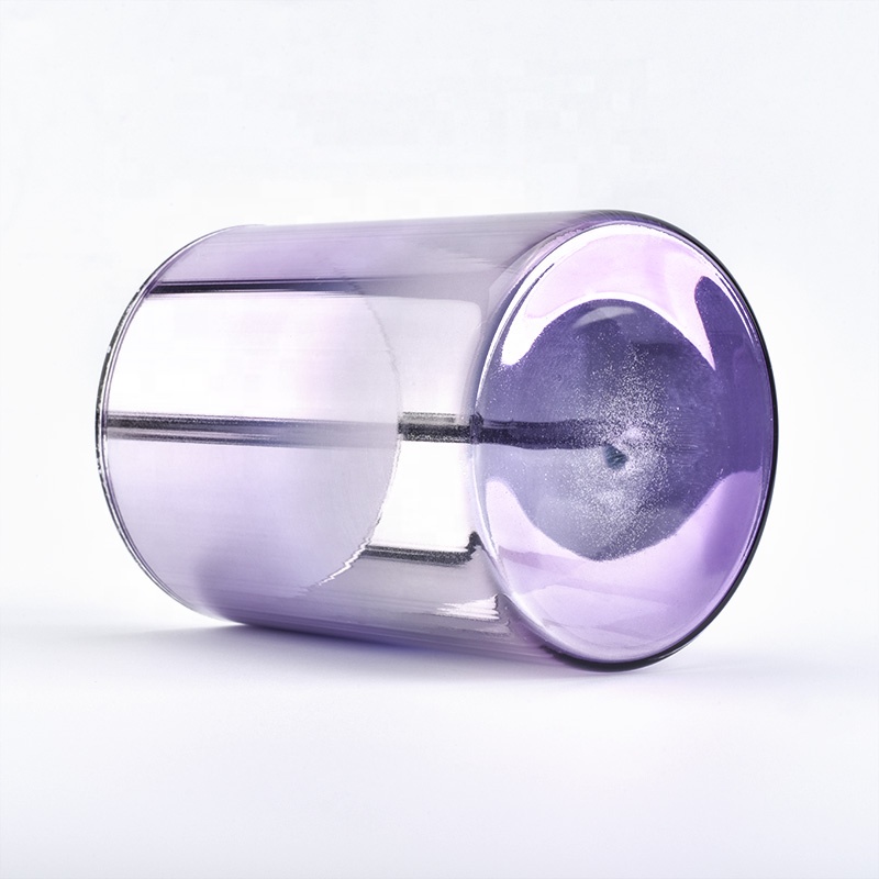 Purple candle cup pillar glass candle vessel supplier