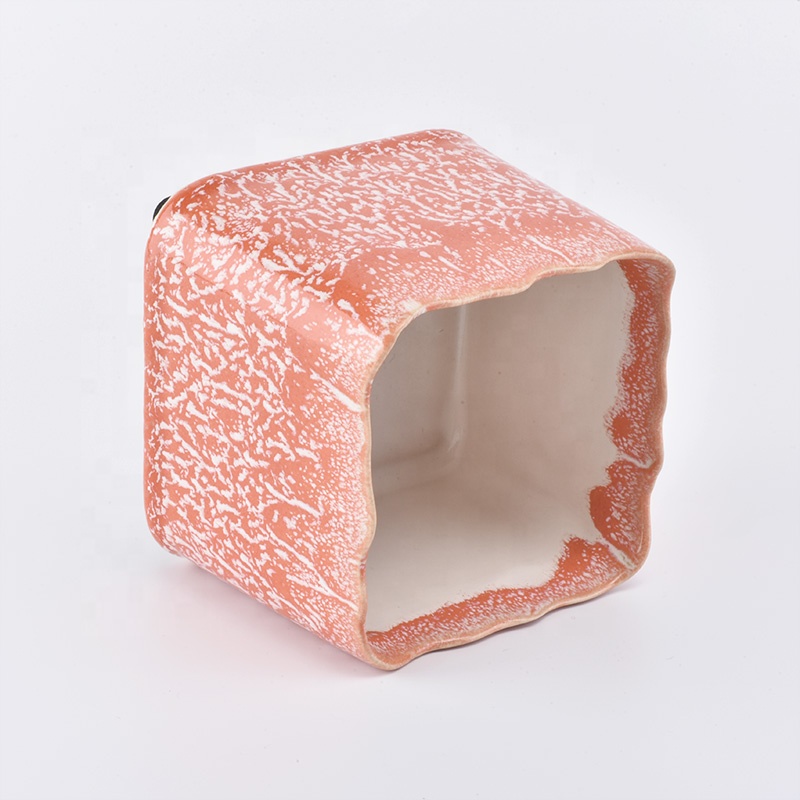 Square glazed votive candle container tea light ceramic candle jars home decoration