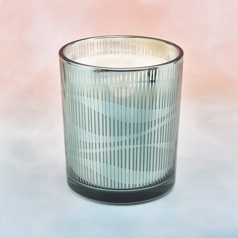 green electroplated scented candle vessels glass 12 oz candle jar