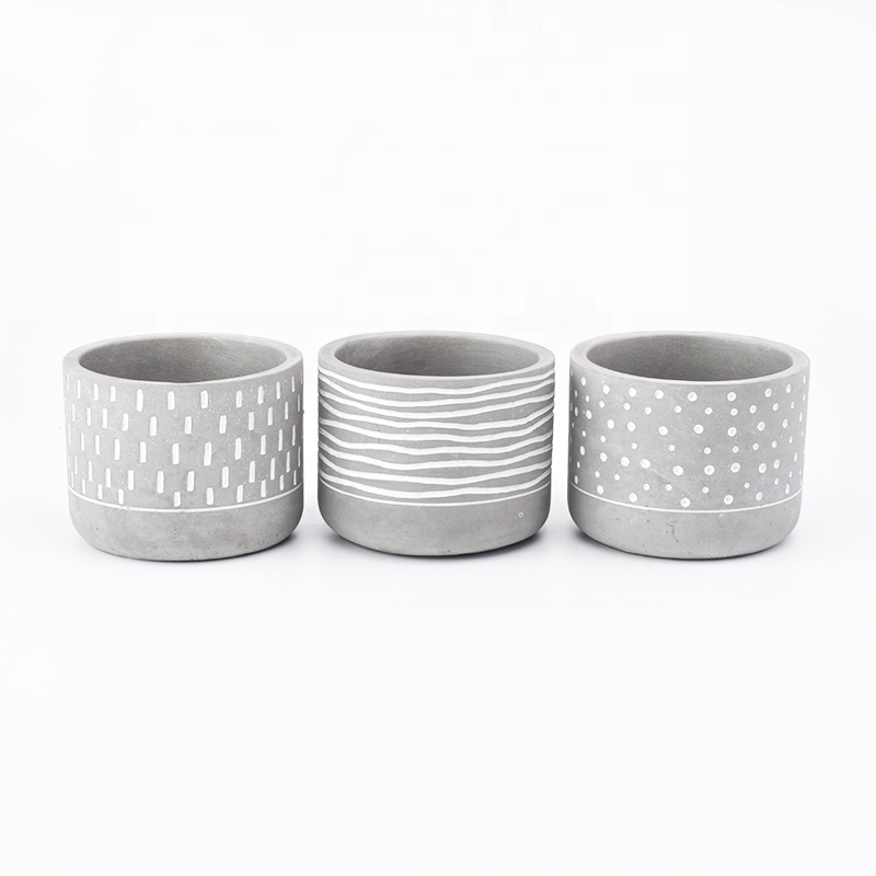 Empty customized glazed candle vessel cement candle container home deco