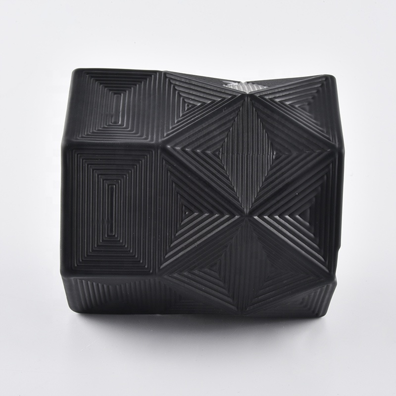 Black Marquina Candle holders candle jar with gold metal lid
