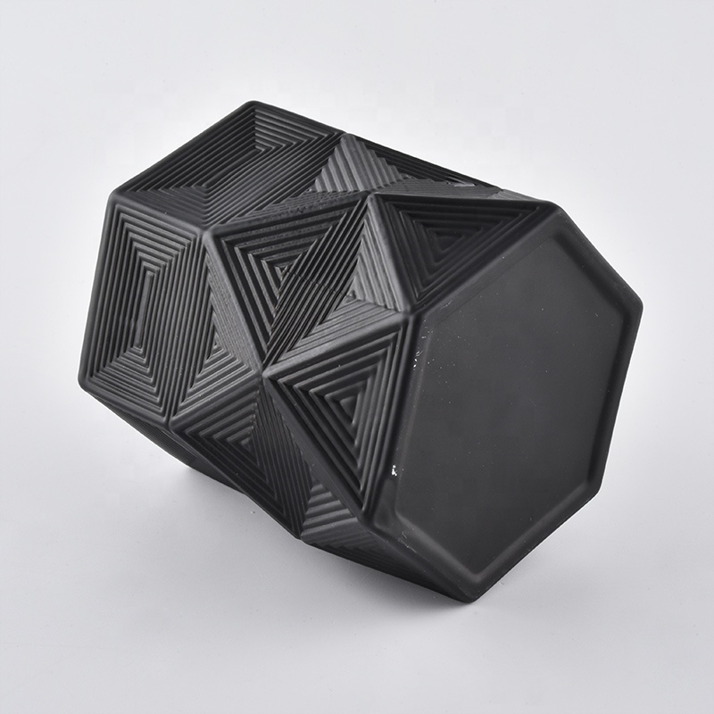 Black Marquina Candle holders candle jar with gold metal lid
