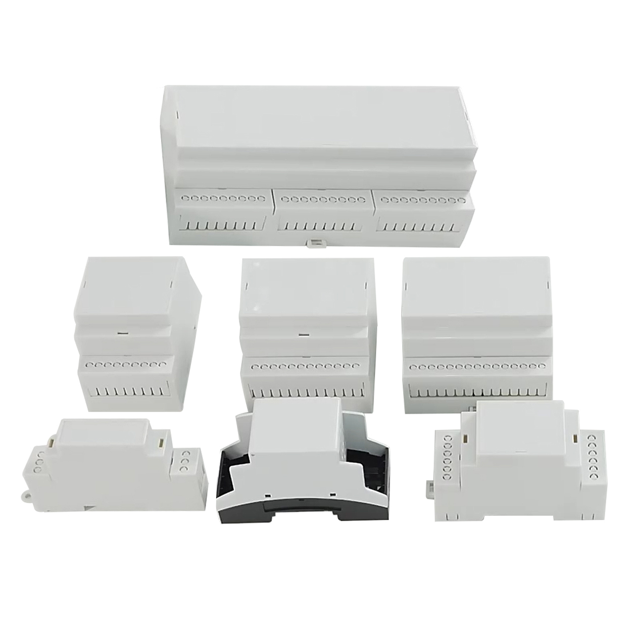 PC Terminal Block Connector Pcb Holder Din Rail Enclosure Design Adaptable Modular Plastic Box For Pcb Terminal Blocks