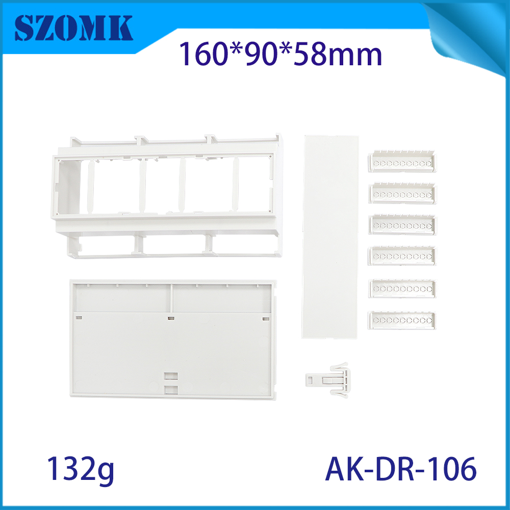 160*90*58MM AK-DR-106 Din Rail Connectors Pc Din Rail Mount Screw Module Adapter Plastic Din Rail Terminal Block Box