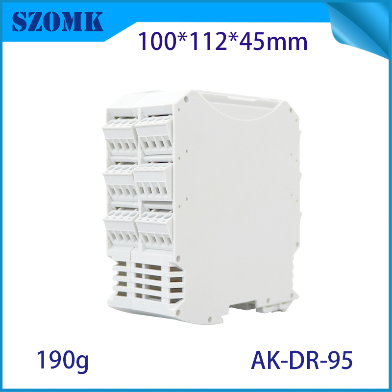 100*112*45毫米AK-DR-95 PCB电路板工业电子终端盖板PA66 DIN Rail塑料外壳