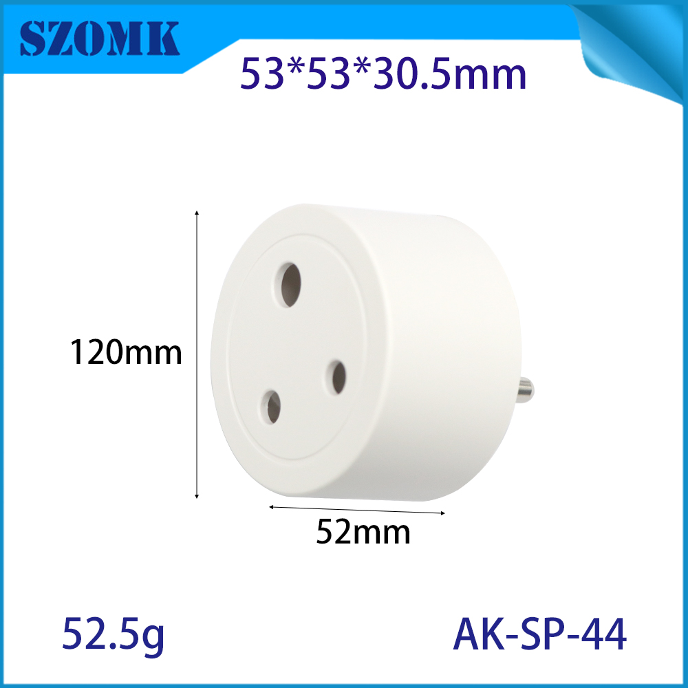 AK-SP-44 Indian Standard Runde leerer Smart WiFi Plug-Gehäuse Anpassbares DIY IoT Housing 53*53*30,5 mm