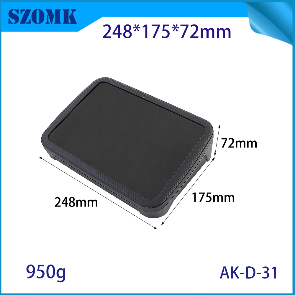 AK-D-31 Black Plastic Desktop Shell Sloped Front Abs Desktop Enclosure with Panel 175*248*72MM