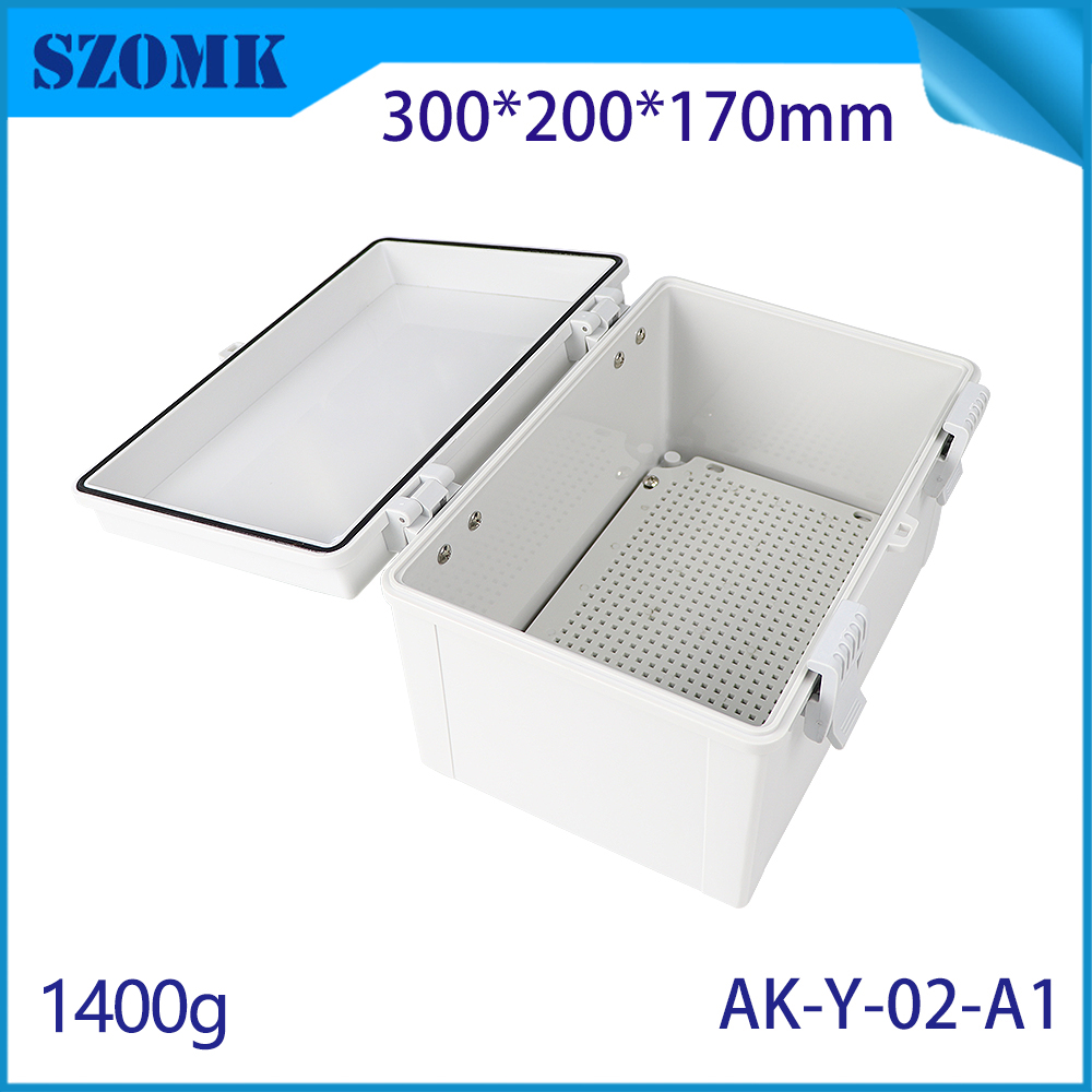 AK-Y-02A1 Hinged Waterproof Junction Box Ip67 Electrical Circuit Breaker Mccb Case Enclosure Box For Electronic 300x200x170mm