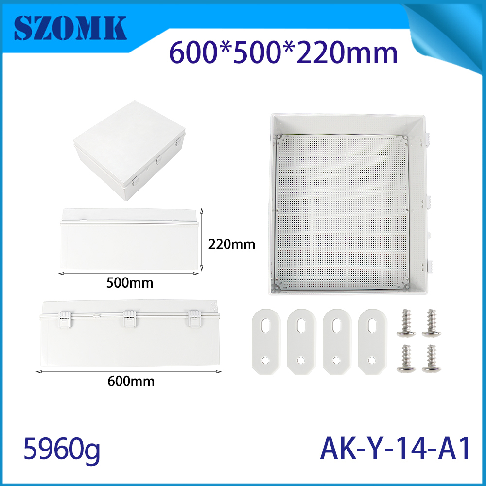 AK-Y-14A1 Ip67 Abs Waterproof Junction Box Hinged Instrument Enclosure Control Cabinet Box Plastic Electrical Panel Box 600x500x220mm