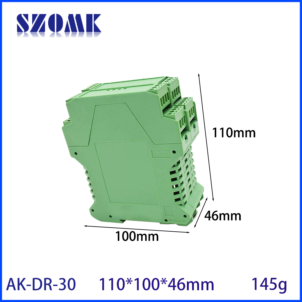 PA66 instrument enclosure grenn color din rail box AK-DR-30 110*100*46mm