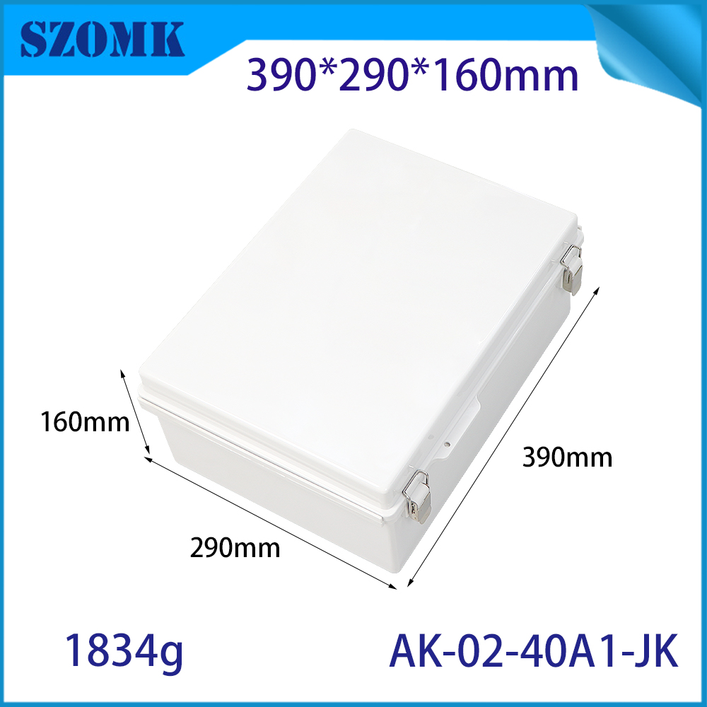 AK-02-40A1-JK IP67 ABS Waterproof  Cable Glands Stainless Steel Enclosure with Grey Cover for Electrical 390X290X160MM