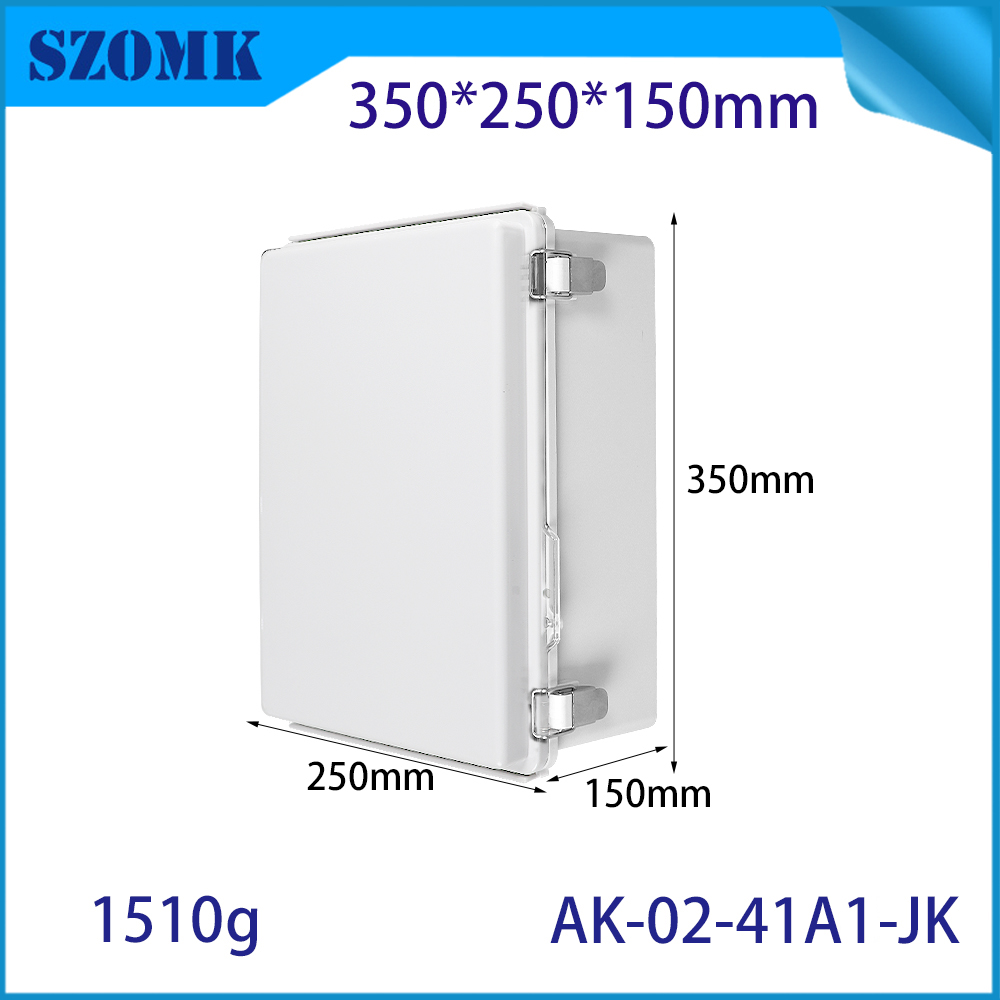 AK-02-41A1-JK  ABS Enclosure Hinged Lid Grey Enclosure Hinged Cover With Key Lock Latch 350X250X150MM