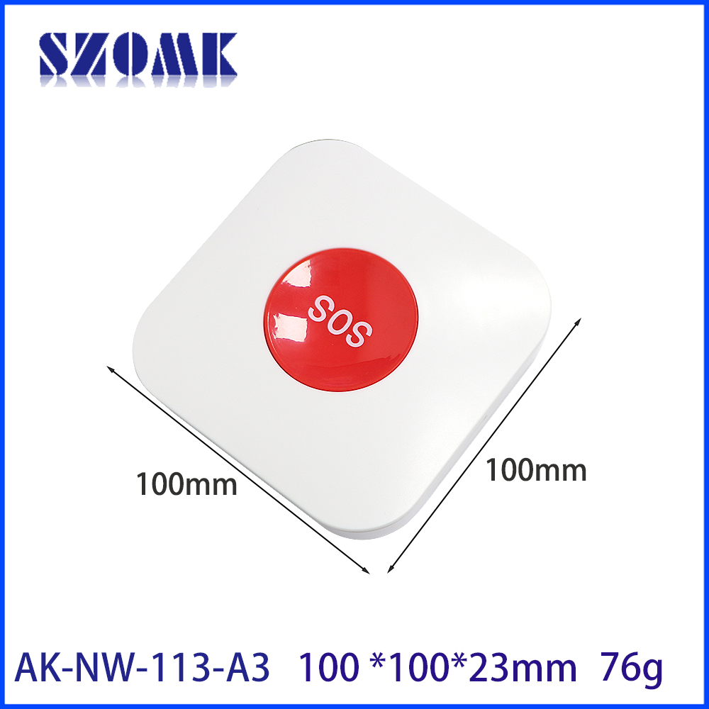 AK-NW-113 SOS紧急联系按钮智能呼叫铃钟紧急警报护士打电话给家用铃铛护理护理老年家庭塑料外壳100*100*26mm
