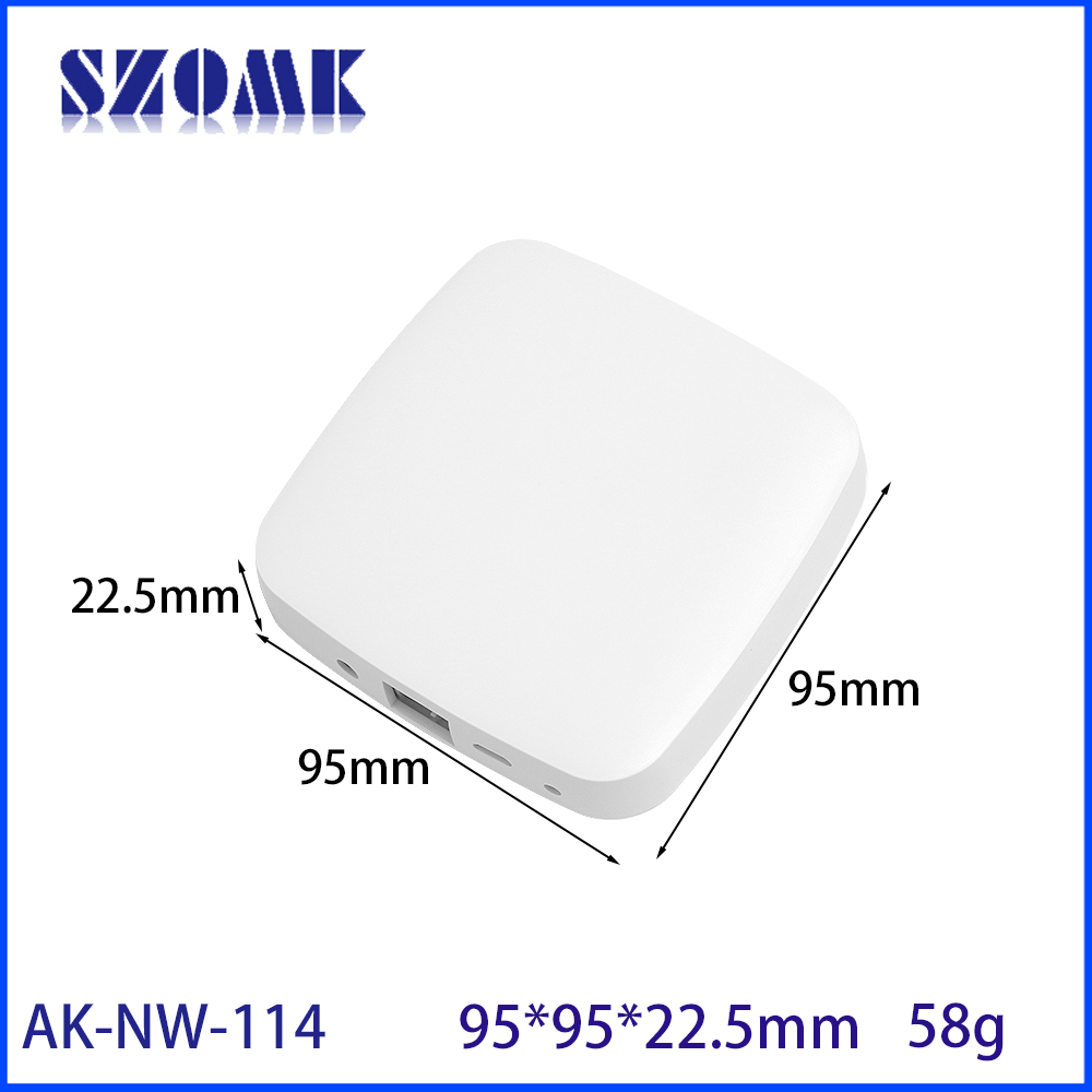 AK-NW-114 Flammschutzmittel V0 PC ABS Elektronik Router Schale Kunststoffkasten 95*95*22,5 mm