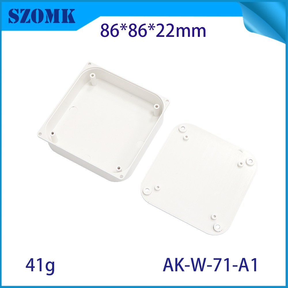 AK-W-71 Vier Ecken Wandhängeohr ABS Elektronik Wetterfeste Gehäuse Wandmontierte Kunststoffgehäuse 86*86*22 mm