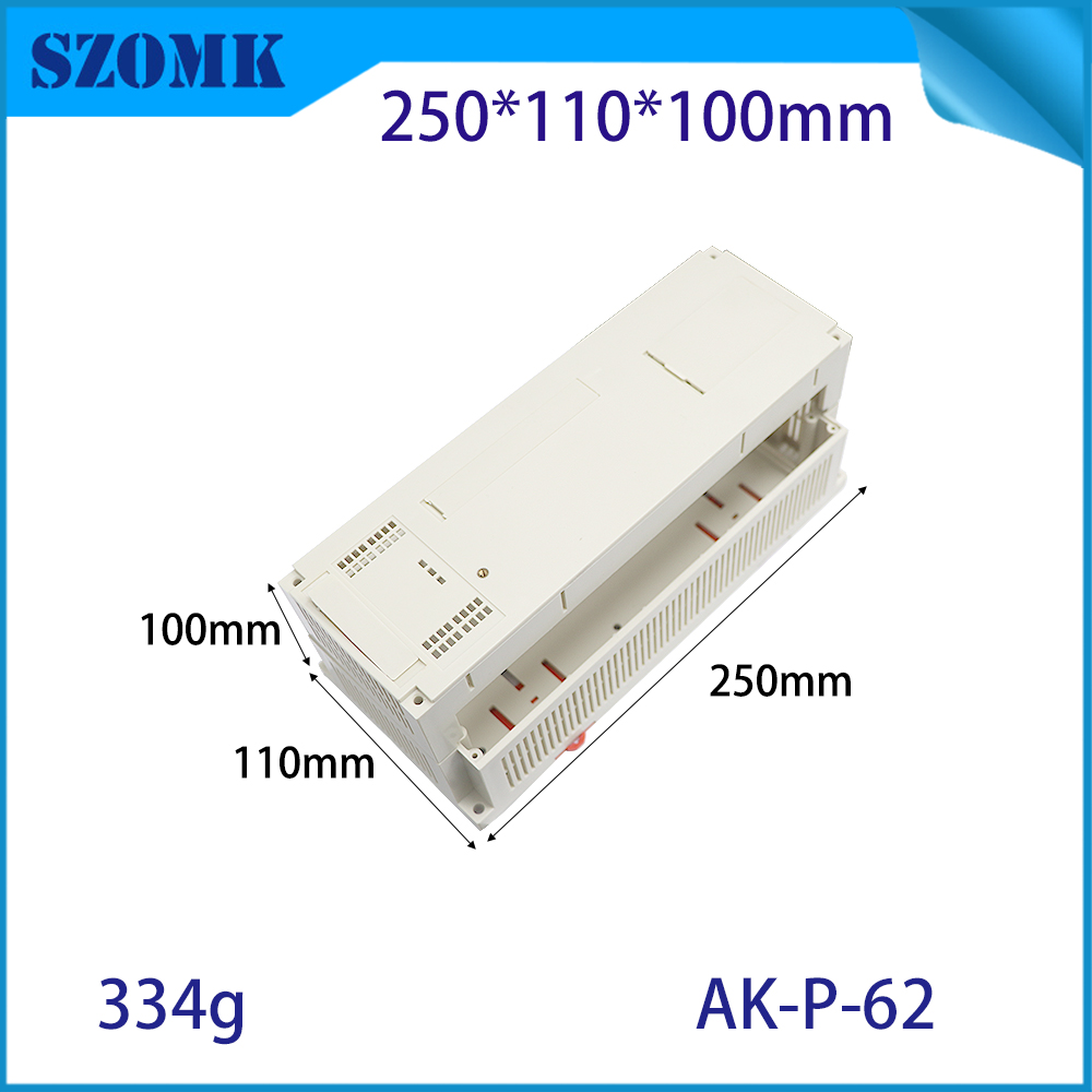 250*110*100MM AK-P-62 Plc Industrial Control Box Din Rail Chassis Instrument Controller Housing Double-Sided Outlet Plc Enclosure