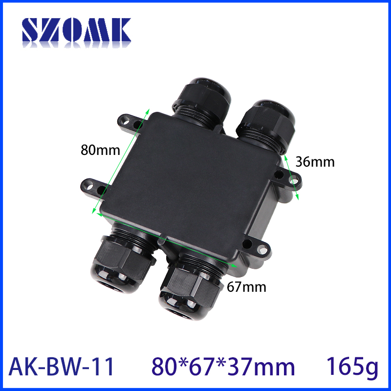 80*65*37 mm AK-BW-11 Elektronische Gehäuse 4-Wege-Schalterverbindungskasten Kunststoff PC IP68 Koaxial Drahtkabelkabel-Anschlusskastenanschluss.