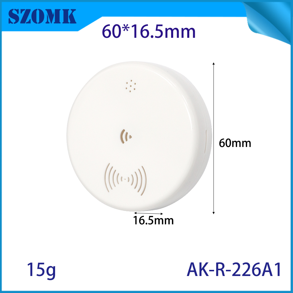 60*16.5mm AK-R-226 Black White Round Wireless Wifi Voice-Activated Infrared Plastic Electrical Box Abs Enclosure for Remote Control