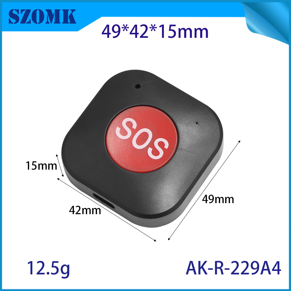 49*42*15mm AK-R-229 Tracker alarme Tuya Smart SOS boîtier d'appel d'urgence boîtier électrique en plastique ABS pour localisateur Anti-perte bidirectionnel avec SOS