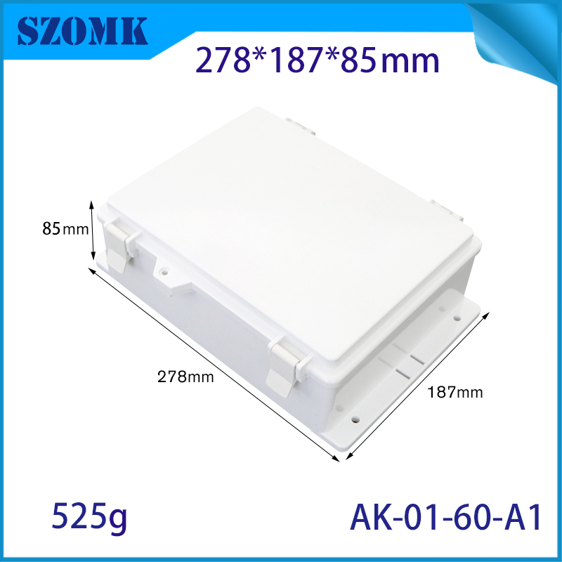 IP66 ABSプラスチック電源防水箱電子機器ハウジング屋外ヒンジ付きABSエンクロージャAK-01-60 278*178*88mm