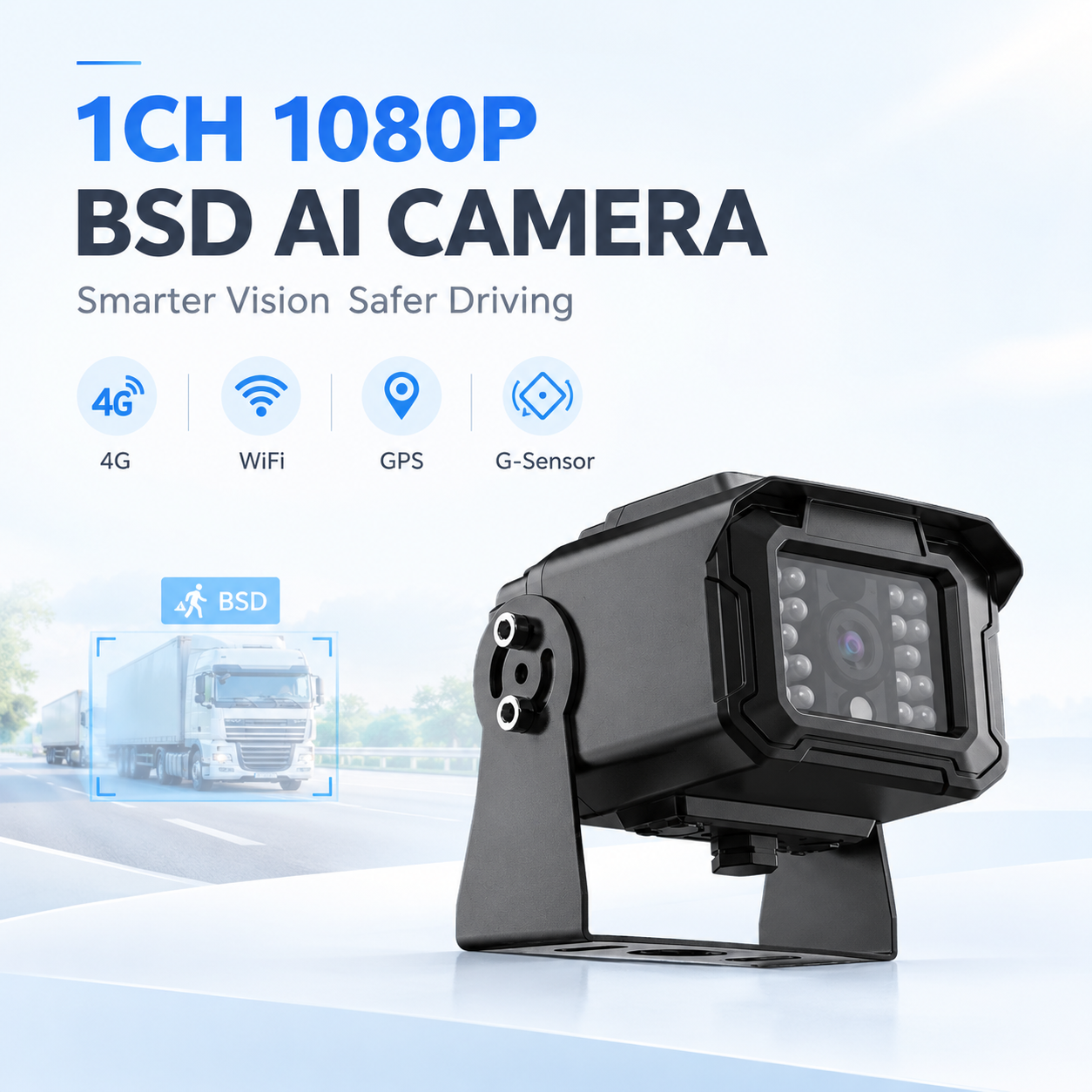1CH 1080P BSD AI Camera 4G WiFi GPS Fleet Management Remote Monitoring System for Trucks and Forklifts