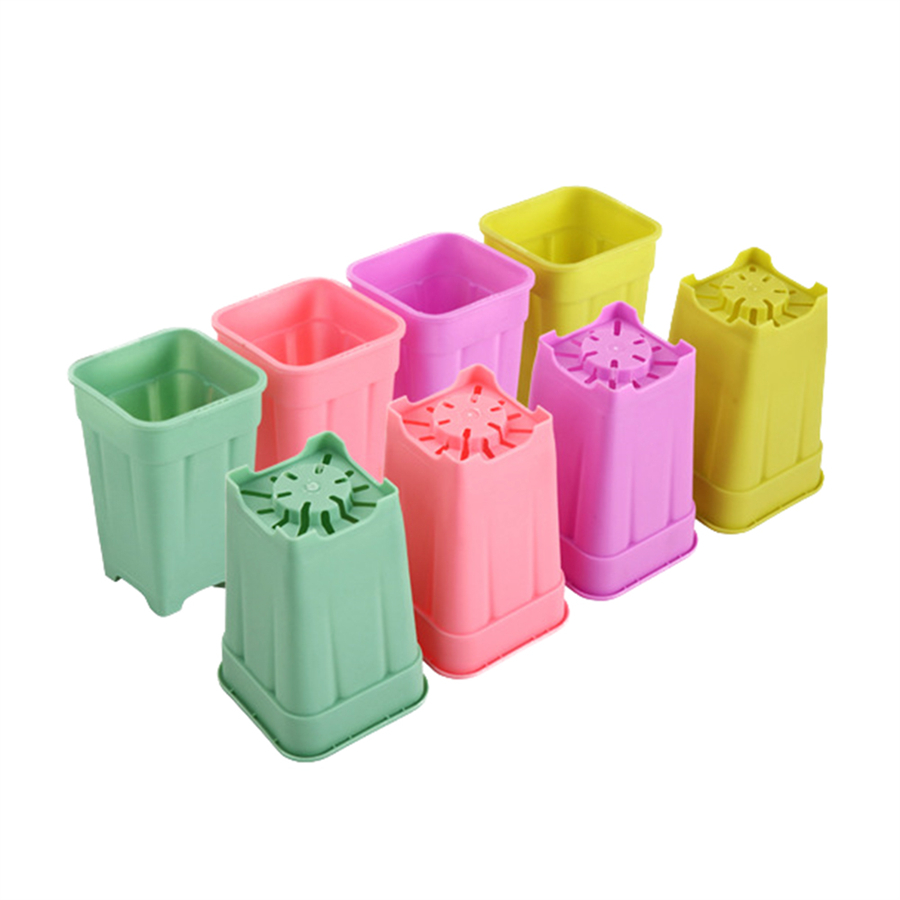 2.5 3 4 Inch White Pink Black Plastic Cheap Mini Small Square Mixed Succulent Pot With Drainage