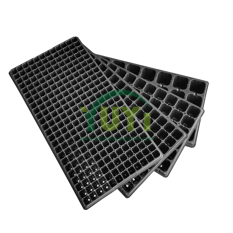 32 50 72 98 105 128 162 200 288 صواني بذور بلاستيكية سوداء قابلة لإعادة الاستخدام لشتلات النباتات صواني الحضانة