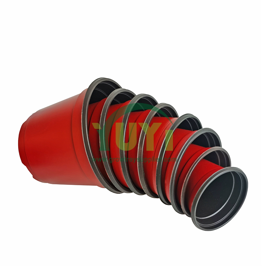 ارزان 4 5 6 7 اینچ قرمز سفید مشکی در فضای باز باغچه کاشت گلدان های پلاستیکی دو رنگ