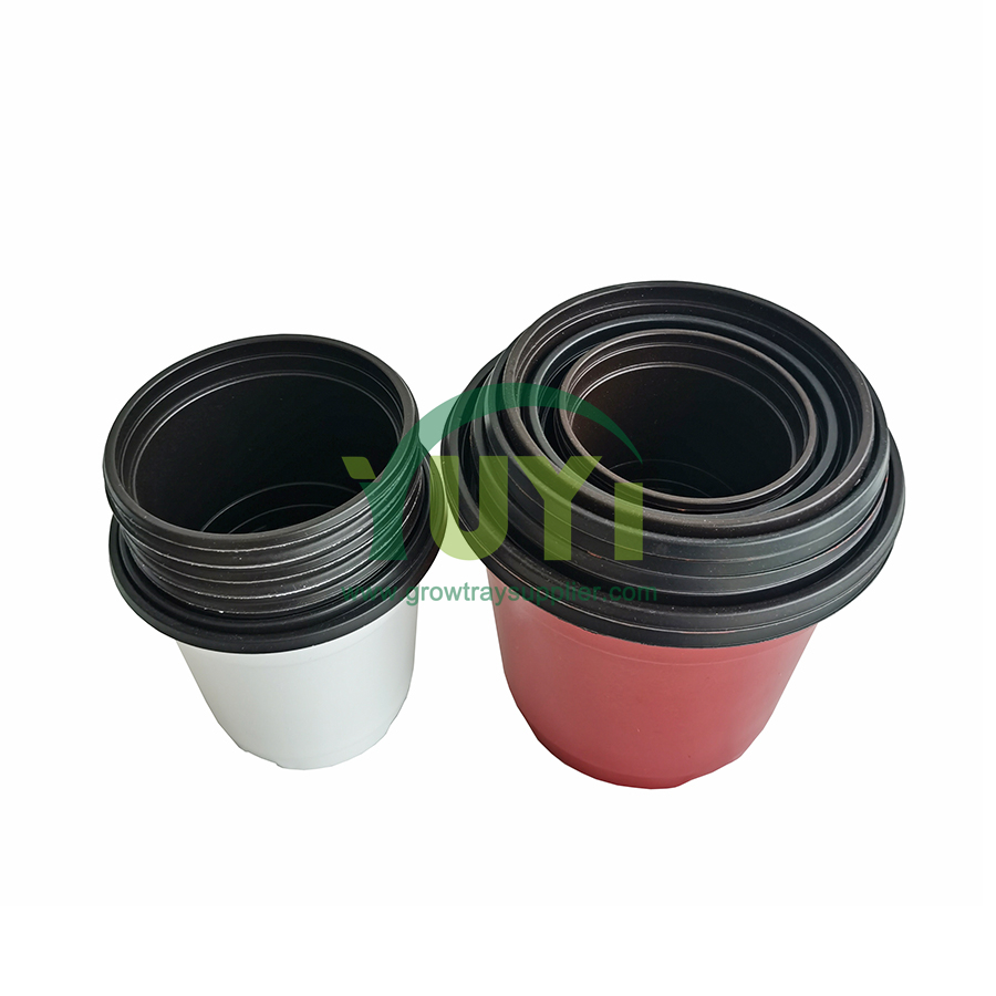 4 5 6 8 Inch Greenhouse Nursery Seedling Round White Red Outdoor Large Size Plastic Pots For Plants