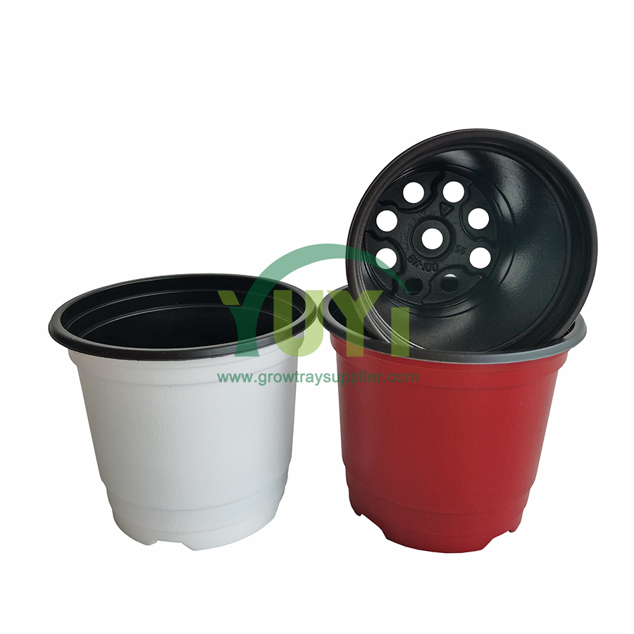 Chine Serre extérieure de plantes à fleurs pépinière double couleur ronde PP PE grand pot de jardin en plastique