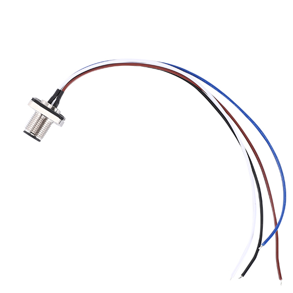 M12 4 pin male square panel mount connector