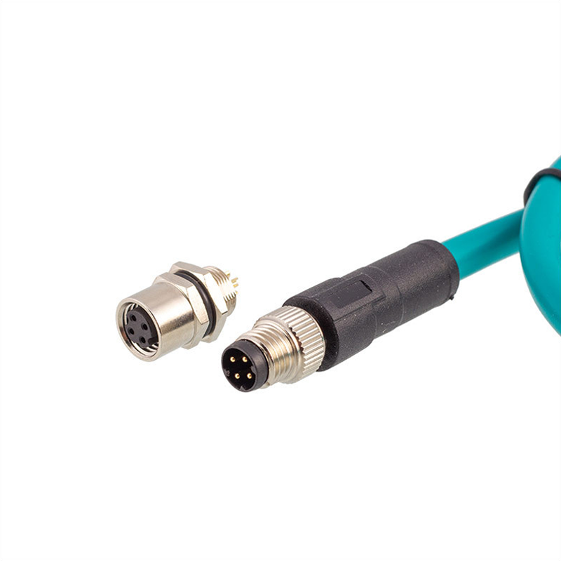 Conector de codificación D hembra M8 de 4 pines cable rj45