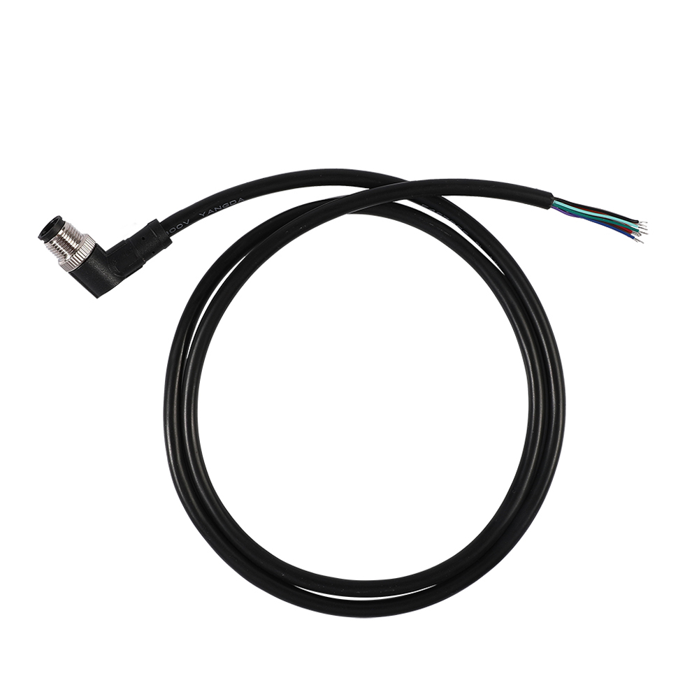 M12 8 Pins male Right Angle single ended cable