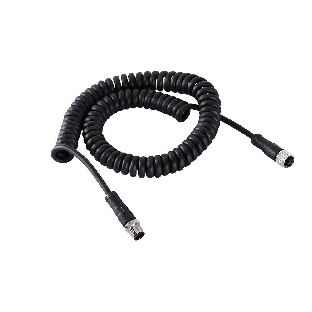 M12 4 5 positions male female straight coil cord