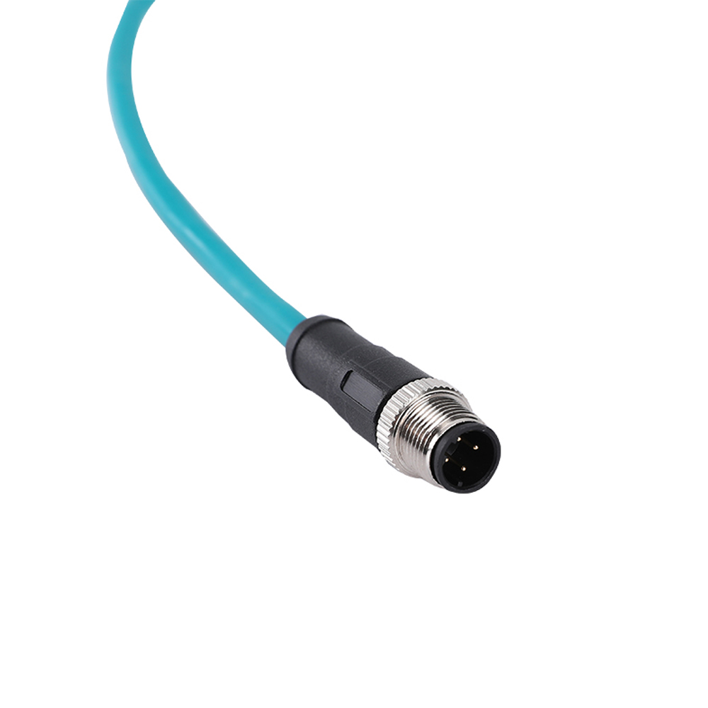 M12 D-coded male Shielded connector cable